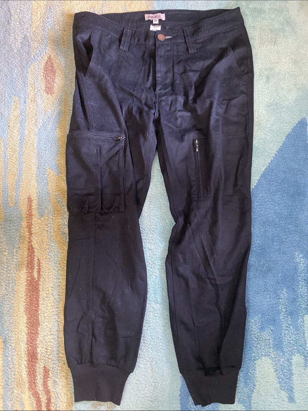 Black Women's Cargo Joggers with Zip Pockets by Babakul
